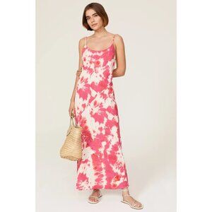 Thakoon Pink Tie-Dye Satin Slip Maxi Dress Size 2 (Retails $315) FLAW See Photos